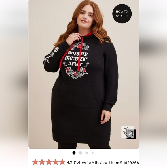 Disney Villains by Torrid Hoodie Dress, happily never after graphic black 1x - Picture 3 of 10